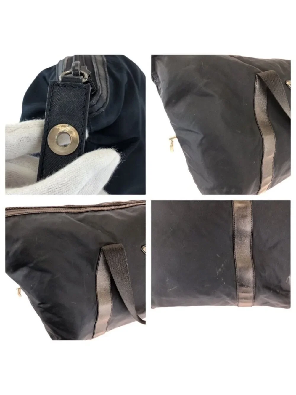 Prada Tessuto Saffiano Navy Nylon Leather Boston